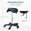 Saddle Stool, PU Leather Rolling Stool with Wheels, Adjustable Salon Chair for Kitchen, Salon Spa, Bar, Home Office, Massage, Black