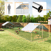 Metal Chicken Coop with Water- and UV-Protection Cover for Backyard Hen, Duck, Rabbit, 39.4' x 9.8' x 6.4'