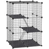 39 Pcs Small Animal Cage Bunny Hutch Portable Metal Wire with Ramps for Kitten Chinchilla, Black