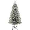 5 Feet Pencil Snow Flocked Artificial Christmas Tree with 517 Realistic Cypress Branches, Auto Open, Green