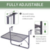 Adjustable Balcony Hanging Railing Table, Metal Mounting Mini Wall Desk Storage Rack, Outdoor Flower Stand Serving Table Rectangle, Grey