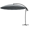 9FT Cantilever Umbrella with 16 Fibreglass Ribs, Offset Hanging Umbrella, Patio Umbrella with Crank and Cross Base, Grey
