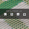 Reversible Outdoor Rug with Carry Bag, 9' x 12' Waterproof Rug, Portable RV Camping Carpet for Backyard