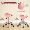 Saddle Stool, PU Leather Adjustable Rolling Salon Chair, Pink