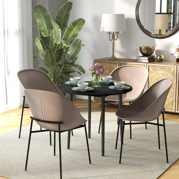 Folding Dining Table, Round Drop Leaf Kitchen Table for Small Spaces with Wood Legs, Distressed Black