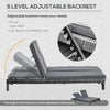 Wicker Double Chaise Lounge Chair Outdoor Recliner 2 Person Rattan Patio Reclining Sunbed Furniture Cushioned w/Adjustable Backrest, Black, Grey