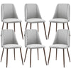 Upholstered Dining Chairs Set of 6, Velvet Accent Chair with Back and Wood-grain Steel Leg for Kitchen