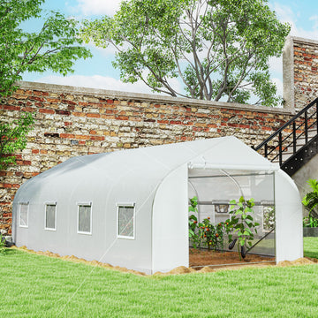 20x10x7ft Walk-in Steeple Greenhouse Outdoor Backyard Plant Seed Growth Tunnel Shed Warm House with 2 Anchor Way