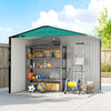8' x 6' Outdoor Storage Shed, Metal Garden Tool Storage House with Lockable Sliding Doors and Vents for Backyard Patio Lawn, Green