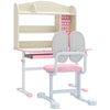 Qaba Kids Desk and Chair Set with Tilt Desktop, Adjustable Height, Drawer and Shelves for Boys Girls Ages 3-12