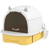 Cat Litter Box with Lid, Front Door Flap, Scoop, Handle, Easy Clean, for Small and Medium Cats, Yellow