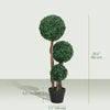 35 Inch Potted Fake Plant Set of 2, Artificial Boxwood Topiary Tree, Triple Ball Tree for Indoor and Outdoor, Green