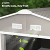 11' x 13'Garden Storage Shed w/ Foundation Kit Metal Tool Storage House w/ Double Doors, Light Grey