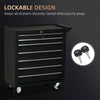 Rolling Tool Chest, 7-Drawer Lockable Tool Cabinet with 4 Wheels, Handle, Toolbox Storage Organizer for Garage, Workshop, Repair Shop, Black