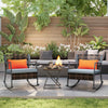 3 Pieces Rocking Bistro Set, Wicker Patio Furniture Set with Cushions and Glass Table for Porch, Balcony, Grey