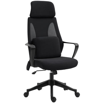 High Back Office Chair, Ergonomic Mesh Computer Chair Executive Task Chair with Massage Lumbar Support & Headrest Rocking, Black