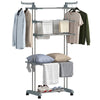 5-Tier Clothes Drying Rack, Foldable Laundry Drying Rack with Wheels, Side Wings, Grey