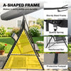 3-Seater Swing Chair Covered Garden Hammock A-Frame Outdoor Porch Glider Sling Seat with Adjustable Canopy Cover, Black