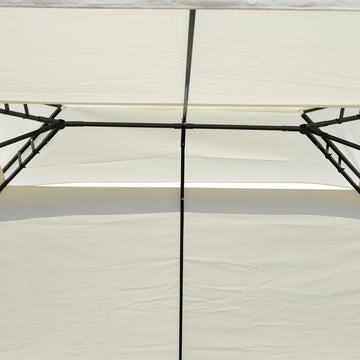 10x13ft Steel Gazebo Sun Shelter Patio Outdoor Party Event Canopy Vented Roof Cream White