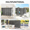 6 Panel Folding Outdoor Privacy Screen with Stable Base, 5.7FT Tall Room Divider with UV30+ Protection, Dark Grey