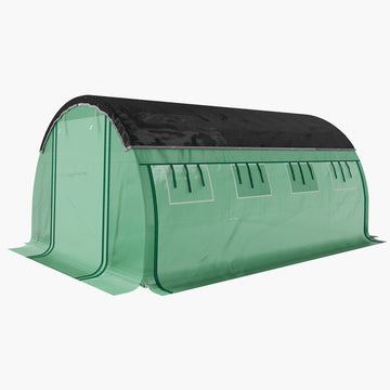 Walk-in Tunnel Greenhouse, Plant Hot House with Sunshade Net, Roll-up Mesh Sidewalls, 2 Doors, 6.6' x 10' x 6.5' , Green