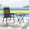 3 Pieces Patio Bistro Set, Outdoor Folding Table and Chairs Set, Metal Patio Furniture Set with Cup Holders