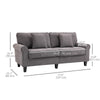 Modern 3 Seater Sofa, Corduroy Fabric 3 Seater Couch with Pine Wood Legs and Rolled Armrests for Living Room
