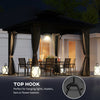 10' x 10' Hardtop Gazebo, Sun Shelter with Double Tier Metal Roof, Mosquito Netting, and Hanging Hook, Dark