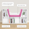 6-Cubby Bookcase with Seat Cushion, Cube Storage Shelf with Reading Nook for Home Office, Study, Pink