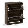 Shoe Storage Cabinet Organizer for 12 Pairs of Shoes with 2 Flip Drawers and Adjustable Shelves, Walnut