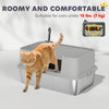 Stainless Steel Litter Box, XL High Sided Cat Litter Box with Scoop, Anti Leakage & Easy to Clean, 24