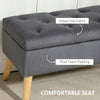 Storage Ottoman with Lid, Velvet Upholstered Storage Bench with Wood Legs for Living Room, Charcoal Grey