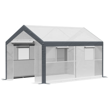 6.6' x 10' x 7' Heavy Duty Walk-In Greenhouse Vegetable Seed Growth Tent Outdoor Plant Growing Tunnel Warm House Flower Shed Backyard, White, Grey