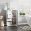 Bathroom Storage Cabinet, Floor Cabinet with Adjustable Shelf and 4 Drawers, Side Cabinet for Washroom, White