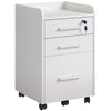 3 Drawer File Cabinet with Lock and Edged Top, Lockable Filing Cabinet on Wheels for Letter and A4 Size, White
