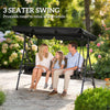 3-Seat Patio Swing Chair, Outdoor Canopy Swing Glider with Adjustable Shade, Black