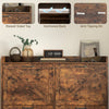 Narrow Shoe Storage Cabinet with 4 Flip Drawers, Adjustable Shelves, 16 Pair Farmhouse Shoe Cabinet, Rustic Brown