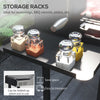 BBQ Rotisserie Grill Charcoal, Split Roaster for Chicken Turkey, 3-Level Grill Grate, Storage Shelves, Stainless Steel
