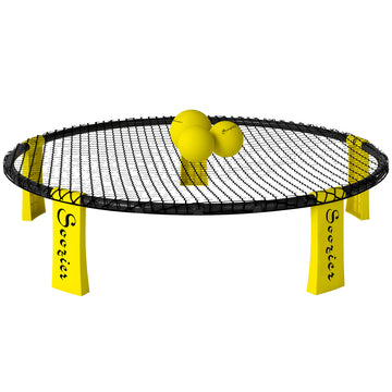 Soozier Spike Game Set, Mini Beach Games Set w/ Roundnet, 3 Balls, Pump, Carrying Bag, Portable Outdoor Games for Families