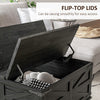 Farmhouse Coffee Table, Square Center Table with Flip-top Lids, Hidden Storage Compartment, Black