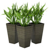 Tall Planter for Outdoor Plants Set of 3, 28 Inch Taper Planter with Drainage Holes, Bronze