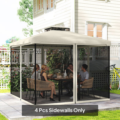 Replacement Mosquito Netting for Gazebo 10' x 10' Black Screen Walls for Canopy with Zippers for Parties and Outdoor Activities, Cream White