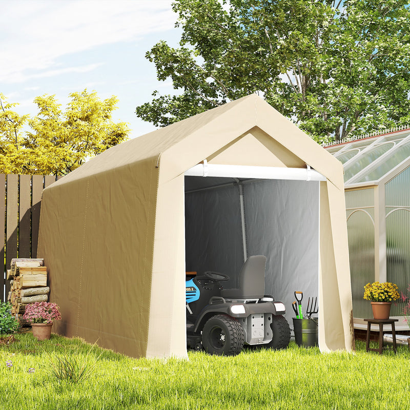 7' x 12' Outdoor Storage Shed Portable Garage with Roll-up Door for Motorcycle, Bike, Garden Tools