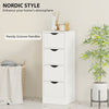 4-Drawer Bathroom Cabinet, Freestanding Narrow Storage Cabinet with Groove Handles for Small Spaces, White