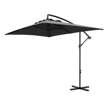 3(m) patio offset umbrella, with Cross Base - Dark Grey