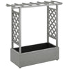 Wooden Raised Garden Bed with Trellis, Outdoor Planter Box with Hanging Roof, Drainage Holes and Bed Liner