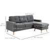 Sectional Sofa Couch, L Shaped Couch with Reversible Chaise, Wooden Legs for Living Room, Bedroom, Dark Grey