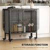 Folding Dining Table, Extendable Kitchen Table for Small Spaces with Storage Shelf and 6 Wheels, Distressed Grey