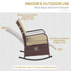 Outdoor Wicker Rocking Chair Patio PE Rattan Recliner Chair with Cushion, Adjustable Footrest, Armrests, Khaki