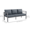 Aluminum Garden Sofa, 3-Person Outdoor Couch, Backyard Furniture for 3-person with Cushions, 72.8
